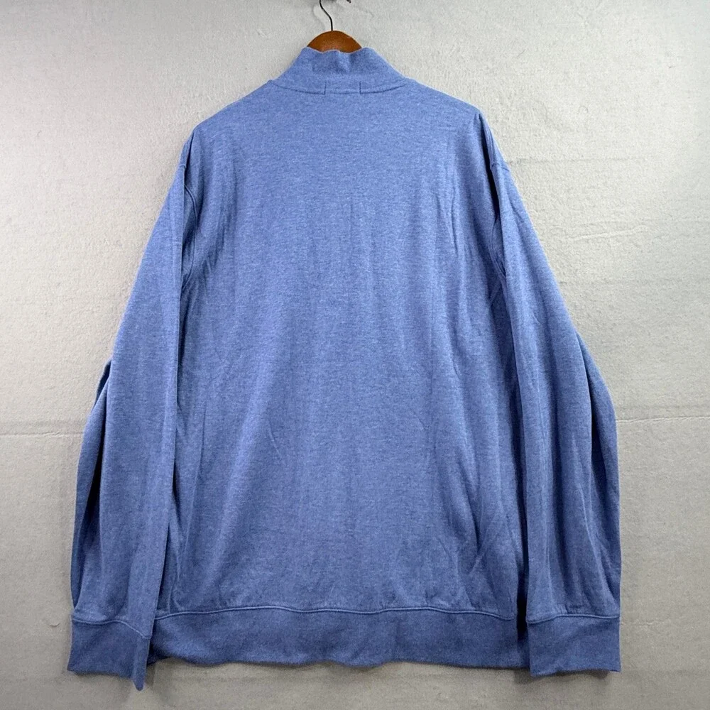 Polo Ralph Lauren Mens XXL Quarter Zip Pullover Sweater Blue Heather Classic